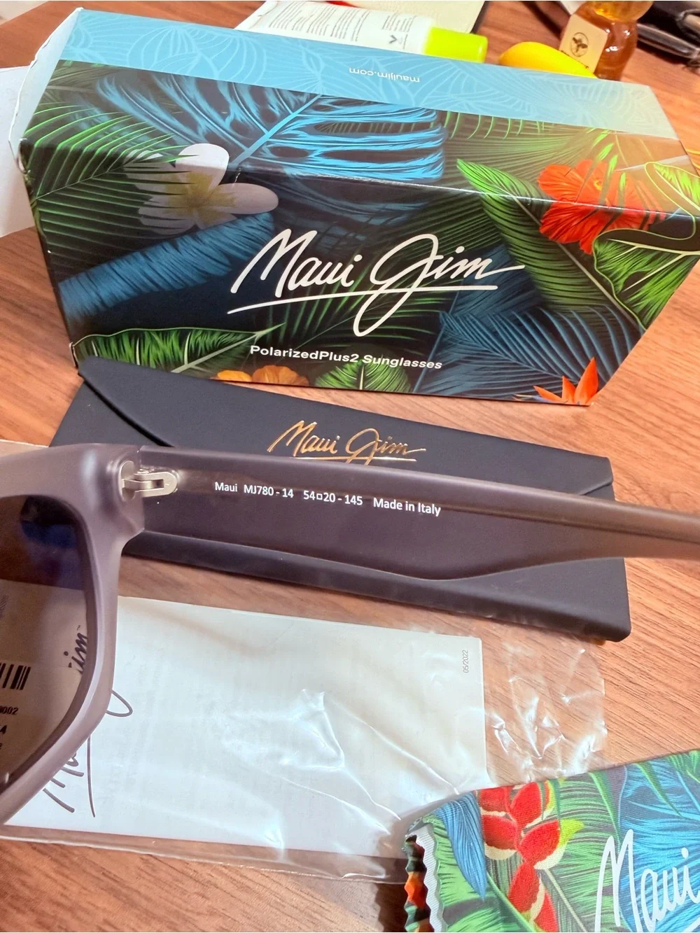 Maui Jim Sunglasses with Blue Lenses and Translucent Gray Frame